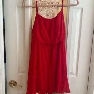 Red dress with lace detail
